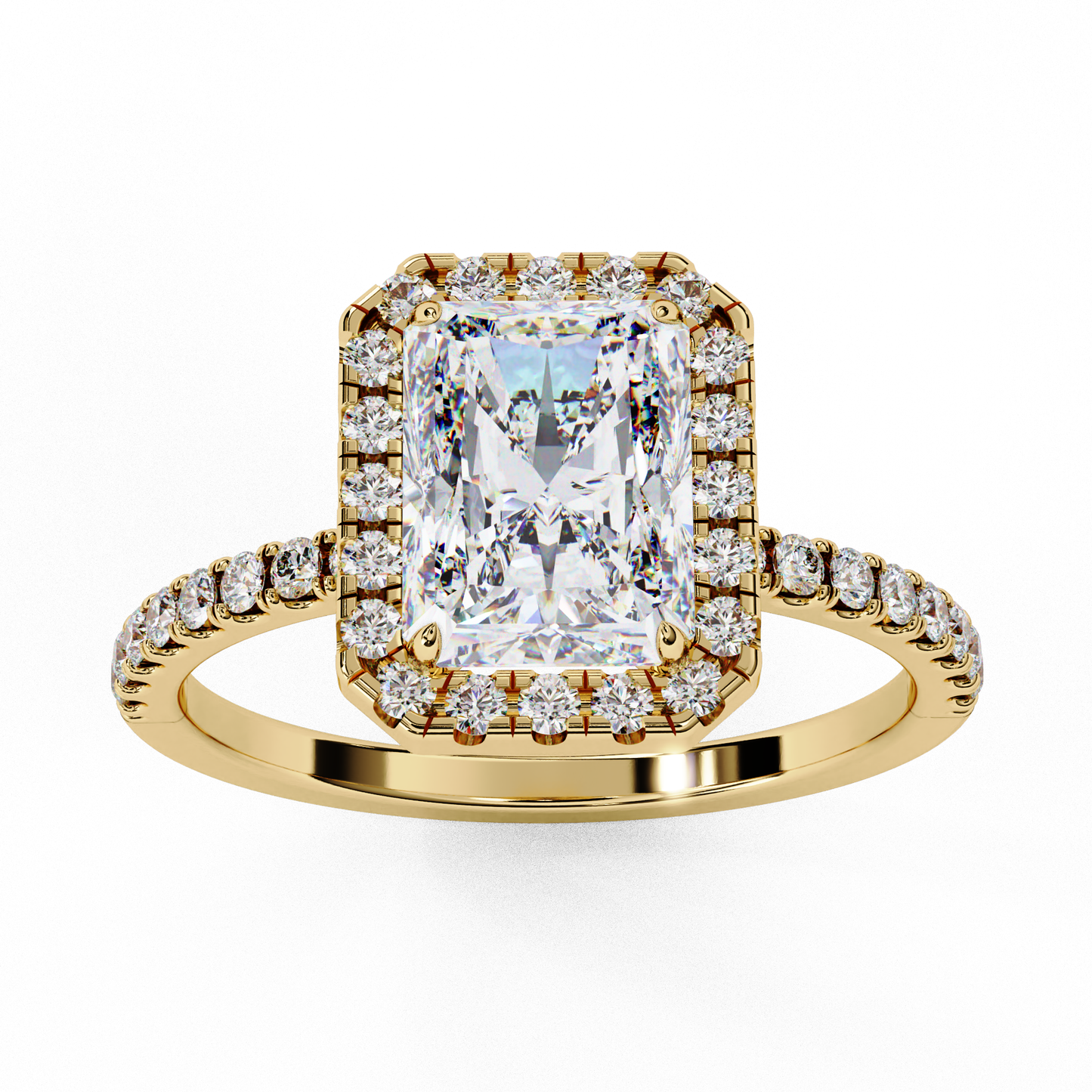 Radiant And Round Cut lab Grown Diamond And 10k Unique Art Deco Ring For Surprise Gifted - HIGHCARAT DIAMONDS