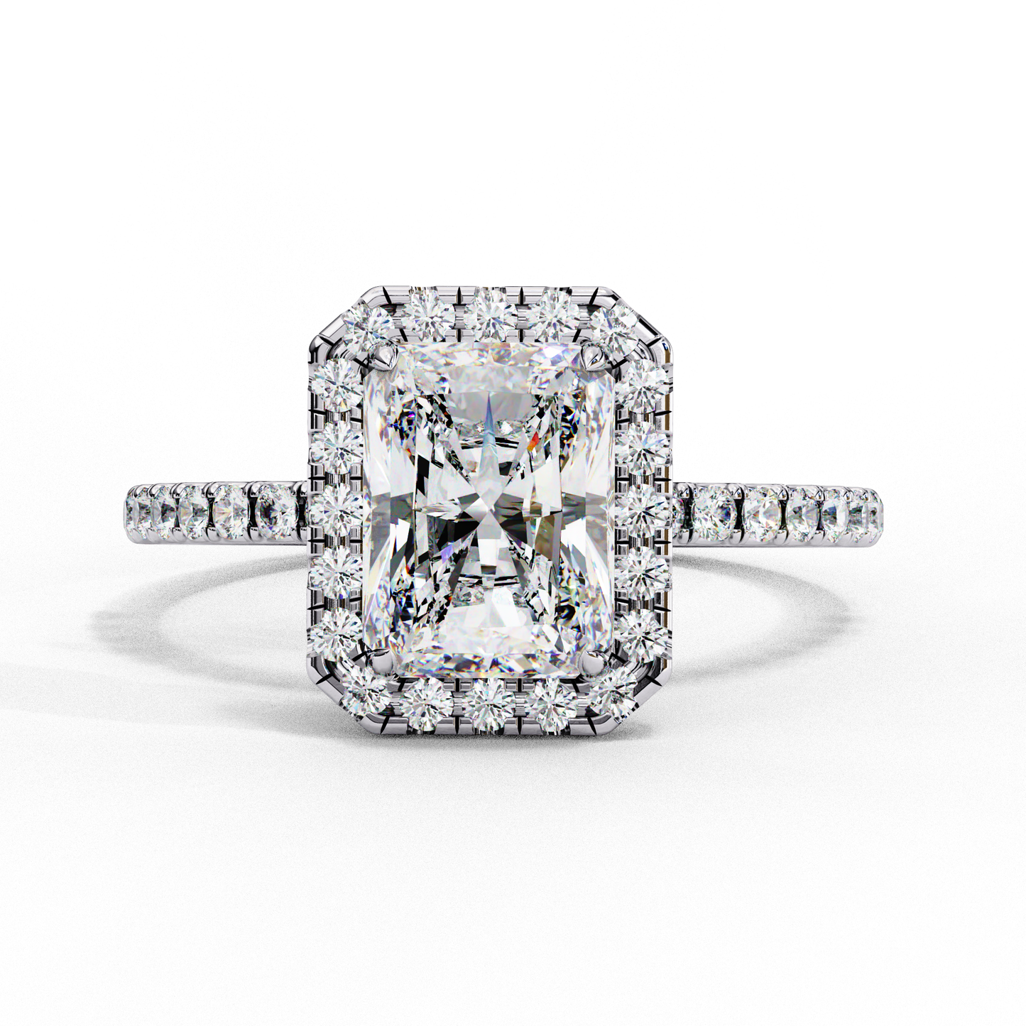 Radiant And Round Cut lab Grown Diamond And 10k Unique Art Deco Ring For Surprise Gifted - HIGHCARAT DIAMONDS