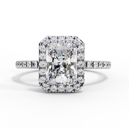 Radiant And Round Cut lab Grown Diamond And 10k Unique Art Deco Ring For Surprise Gifted - HIGHCARAT DIAMONDS