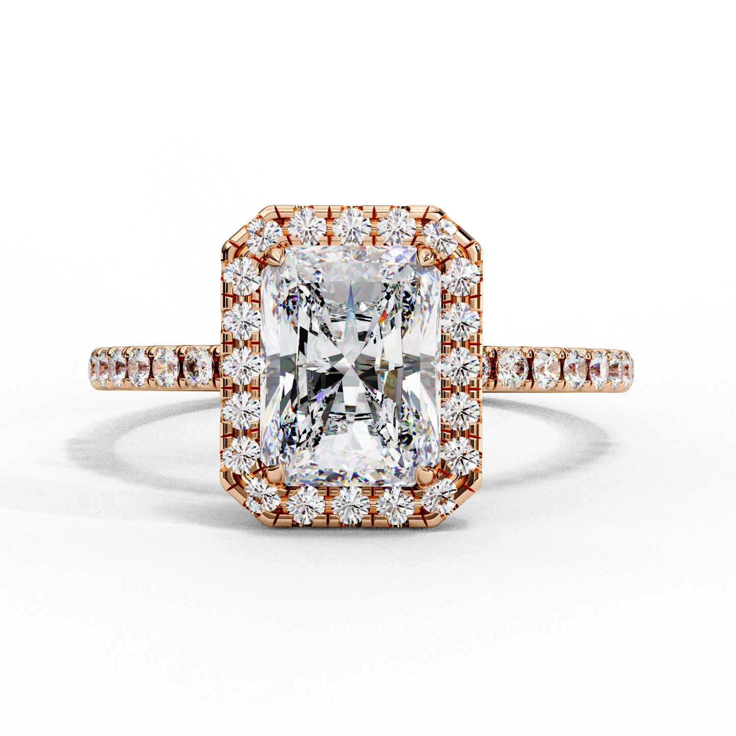 Radiant And Round Cut lab Grown Diamond And 10k Unique Art Deco Ring For Surprise Gifted - HIGHCARAT DIAMONDS