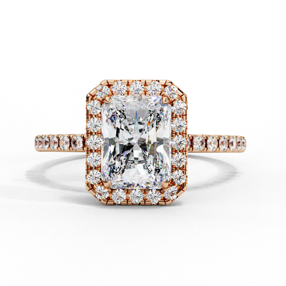 Radiant And Round Cut lab Grown Diamond And 10k Unique Art Deco Ring For Surprise Gifted - HIGHCARAT DIAMONDS