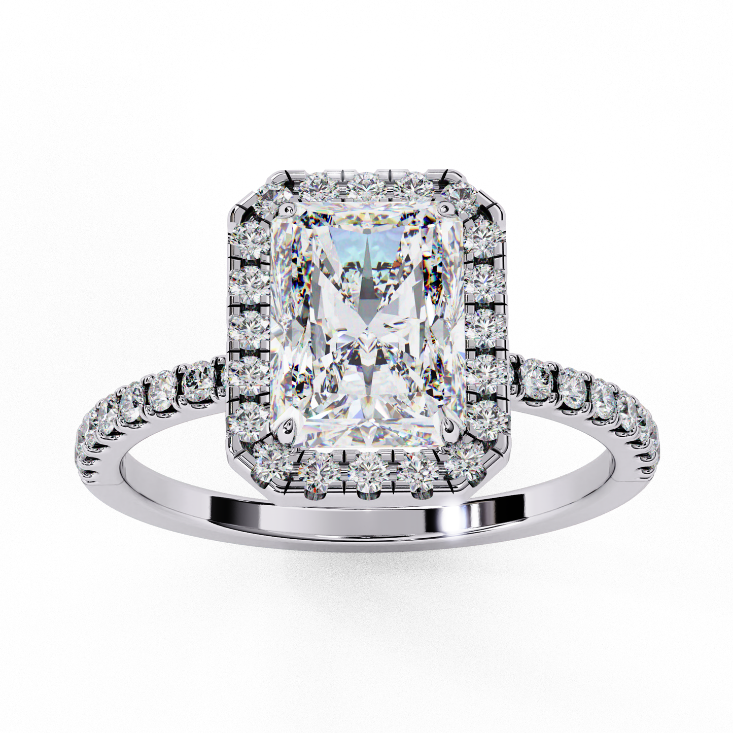 Radiant And Round Cut lab Grown Diamond And 10k Unique Art Deco Ring For Surprise Gifted - HIGHCARAT DIAMONDS