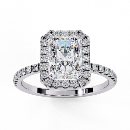Radiant And Round Cut lab Grown Diamond And 10k Unique Art Deco Ring For Surprise Gifted - HIGHCARAT DIAMONDS