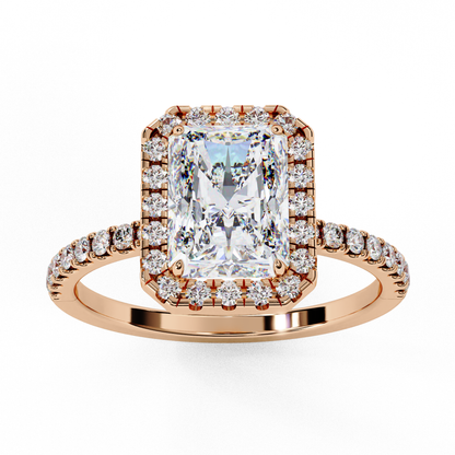 Radiant And Round Cut lab Grown Diamond And 10k Unique Art Deco Ring For Surprise Gifted - HIGHCARAT DIAMONDS