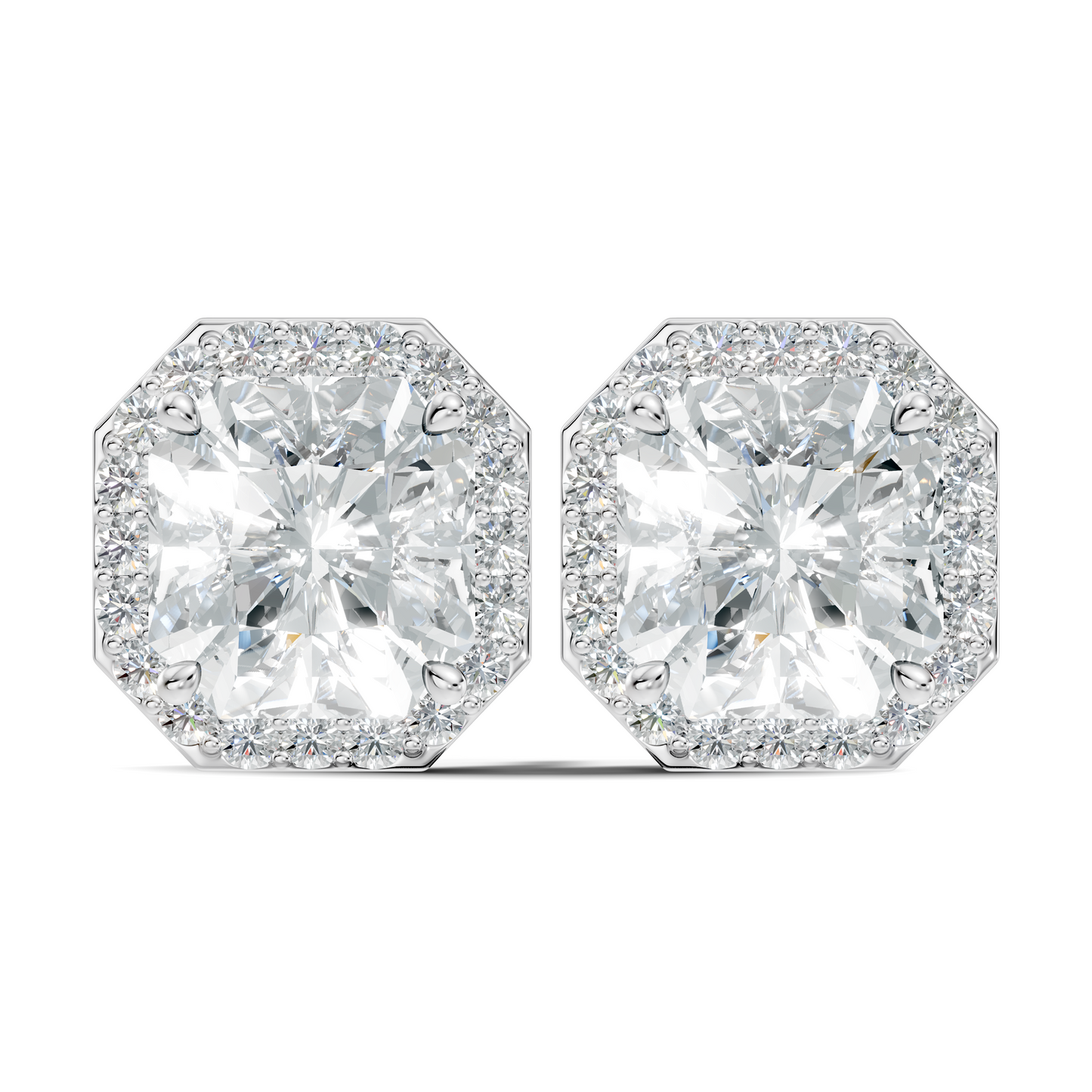 Radiant Square & Round Shape 4.02 Ct  Lab Grown Diamond 14k Solid Gold Stunning New Classic Studs Diamond Earrings For Her Gift