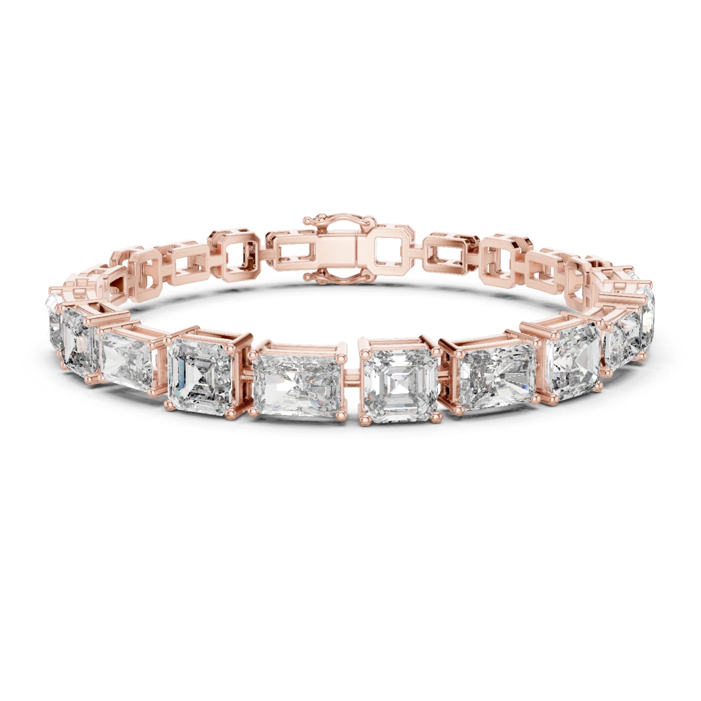 15.04 CT Emerald Or Radiant Cut Lab Grown Diamond Unique Art Deco 14K Solid Gold Bridal Tennis Bracelets - HIGHCARAT DIAMONDS