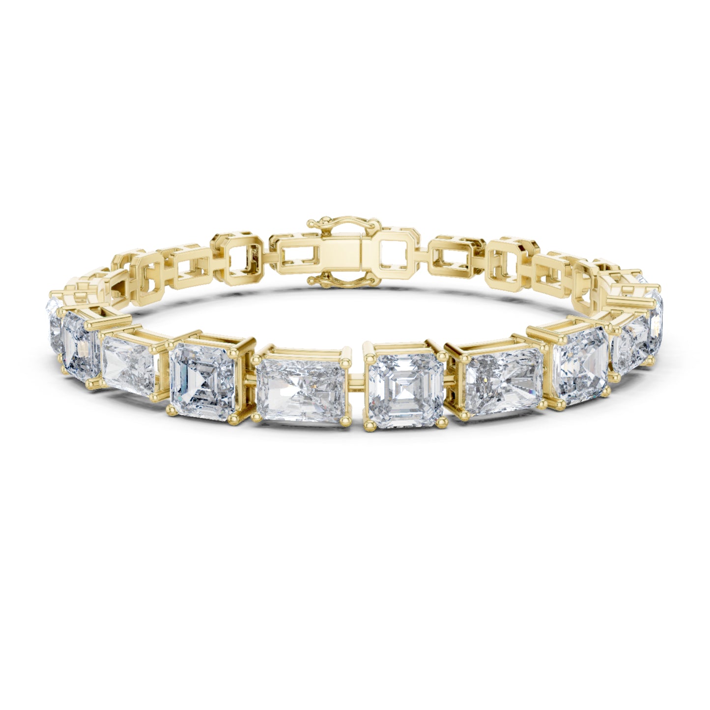 15.04 CT Emerald Or Radiant Cut Lab Grown Diamond Unique Art Deco 14K Solid Gold Bridal Tennis Bracelets - HIGHCARAT DIAMONDS
