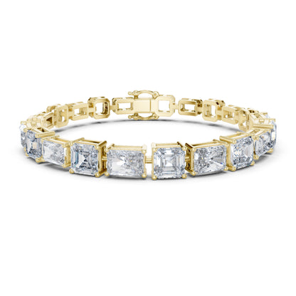 15.04 CT Emerald Or Radiant Cut Lab Grown Diamond Unique Art Deco 14K Solid Gold Bridal Tennis Bracelets - HIGHCARAT DIAMONDS