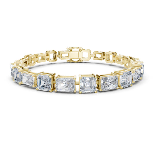 15.04 CT Emerald Or Radiant Cut Lab Grown Diamond Unique Art Deco 14K Solid Gold Bridal Tennis Bracelets - HIGHCARAT DIAMONDS