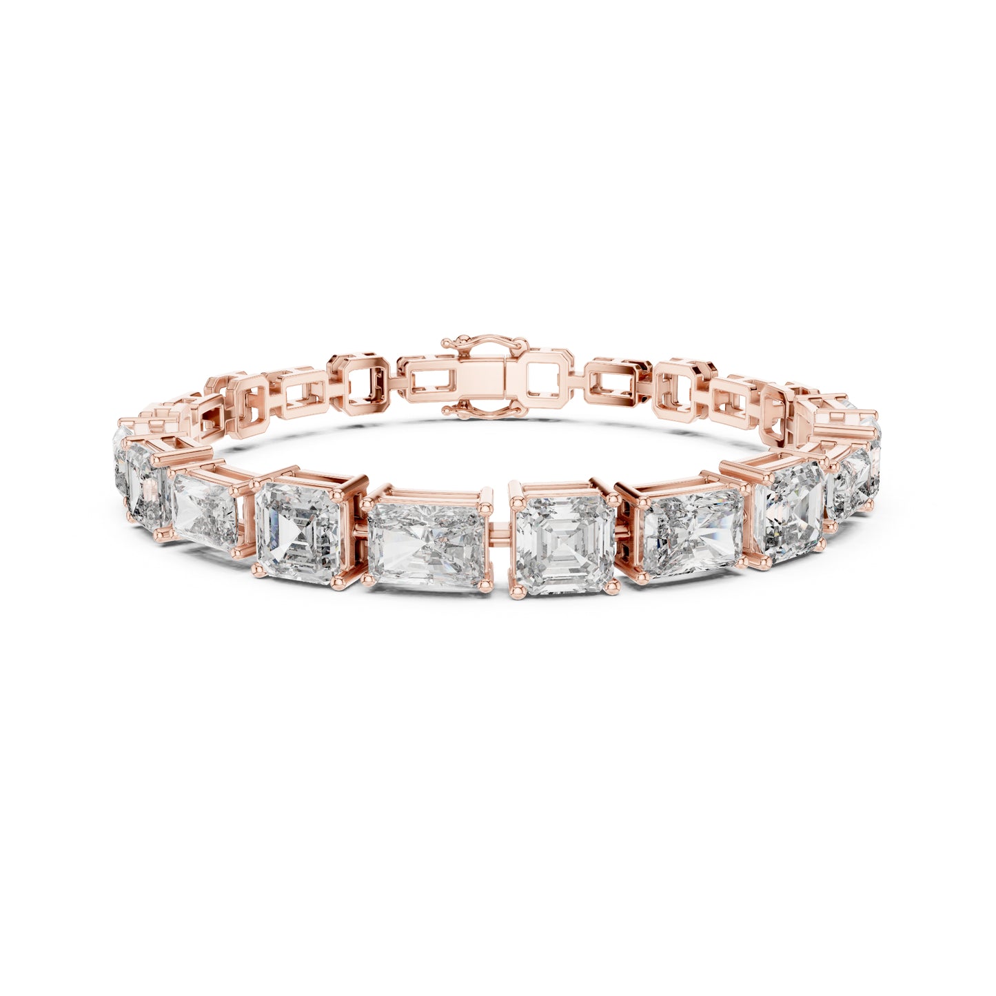 15.04 CT Emerald Or Radiant Cut Lab Grown Diamond Unique Art Deco 14K Solid Gold Bridal Tennis Bracelets - HIGHCARAT DIAMONDS