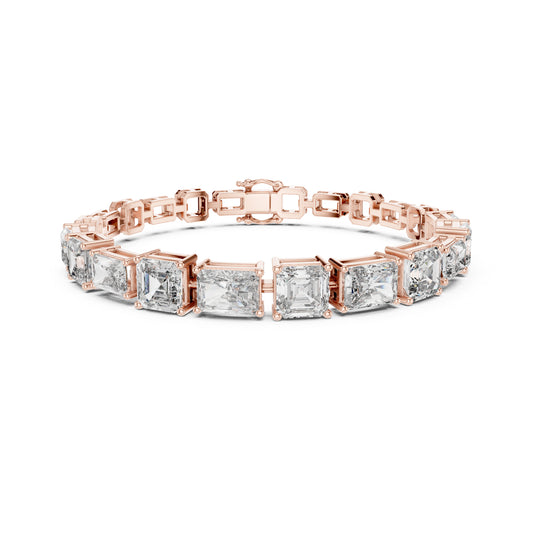 15.04 CT Emerald Or Radiant Cut Lab Grown Diamond Unique Art Deco 14K Solid Gold Bridal Tennis Bracelets - HIGHCARAT DIAMONDS