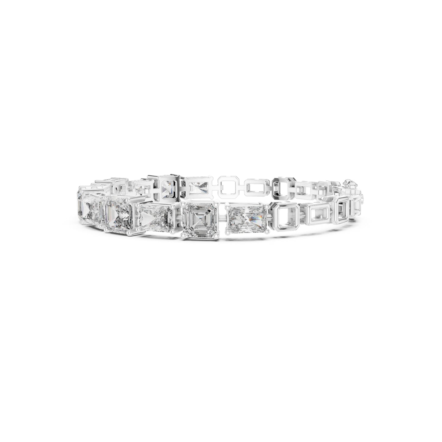 15.04 CT Emerald Or Radiant Cut Lab Grown Diamond Unique Art Deco 14K Solid Gold Bridal Tennis Bracelets - HIGHCARAT DIAMONDS