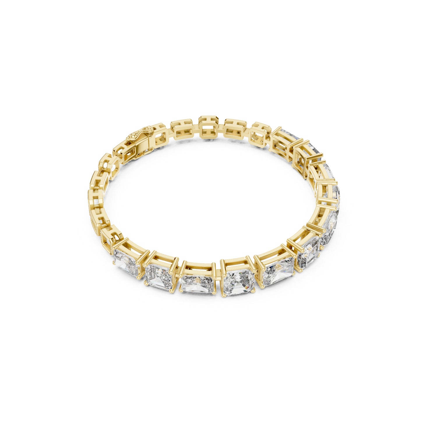15.04 CT Emerald Or Radiant Cut Lab Grown Diamond Unique Art Deco 14K Solid Gold Bridal Tennis Bracelets - HIGHCARAT DIAMONDS