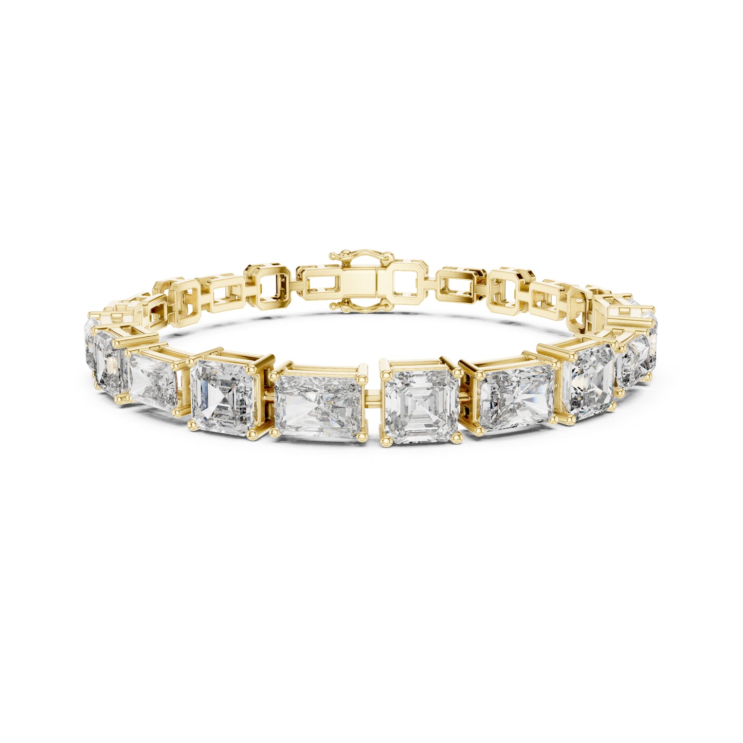 15.04 CT Emerald Or Radiant Cut Lab Grown Diamond Unique Art Deco 14K Solid Gold Bridal Tennis Bracelets - HIGHCARAT DIAMONDS