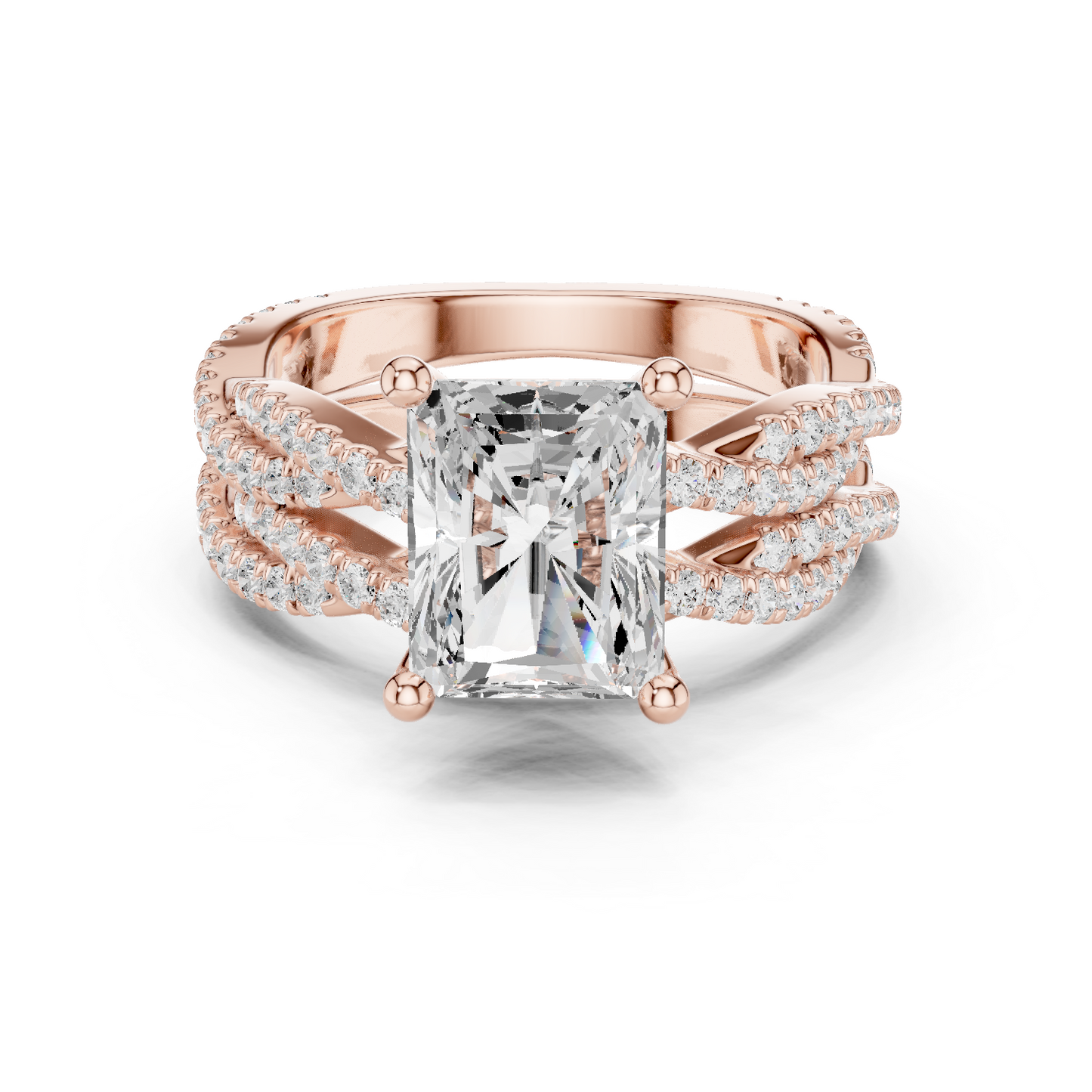 3.23 Carat Radiant Cut Labgrown Diamond Minimalist Solitaire Pav & Side Stones Ring For you In Every Occasion - HIGHCARAT DIAMONDS