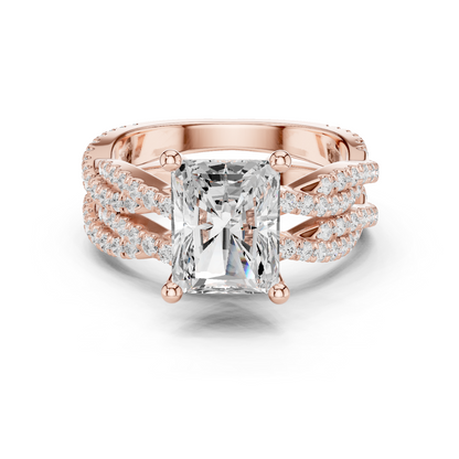3.23 Carat Radiant Cut Labgrown Diamond Minimalist Solitaire Pav & Side Stones Ring For you In Every Occasion - HIGHCARAT DIAMONDS