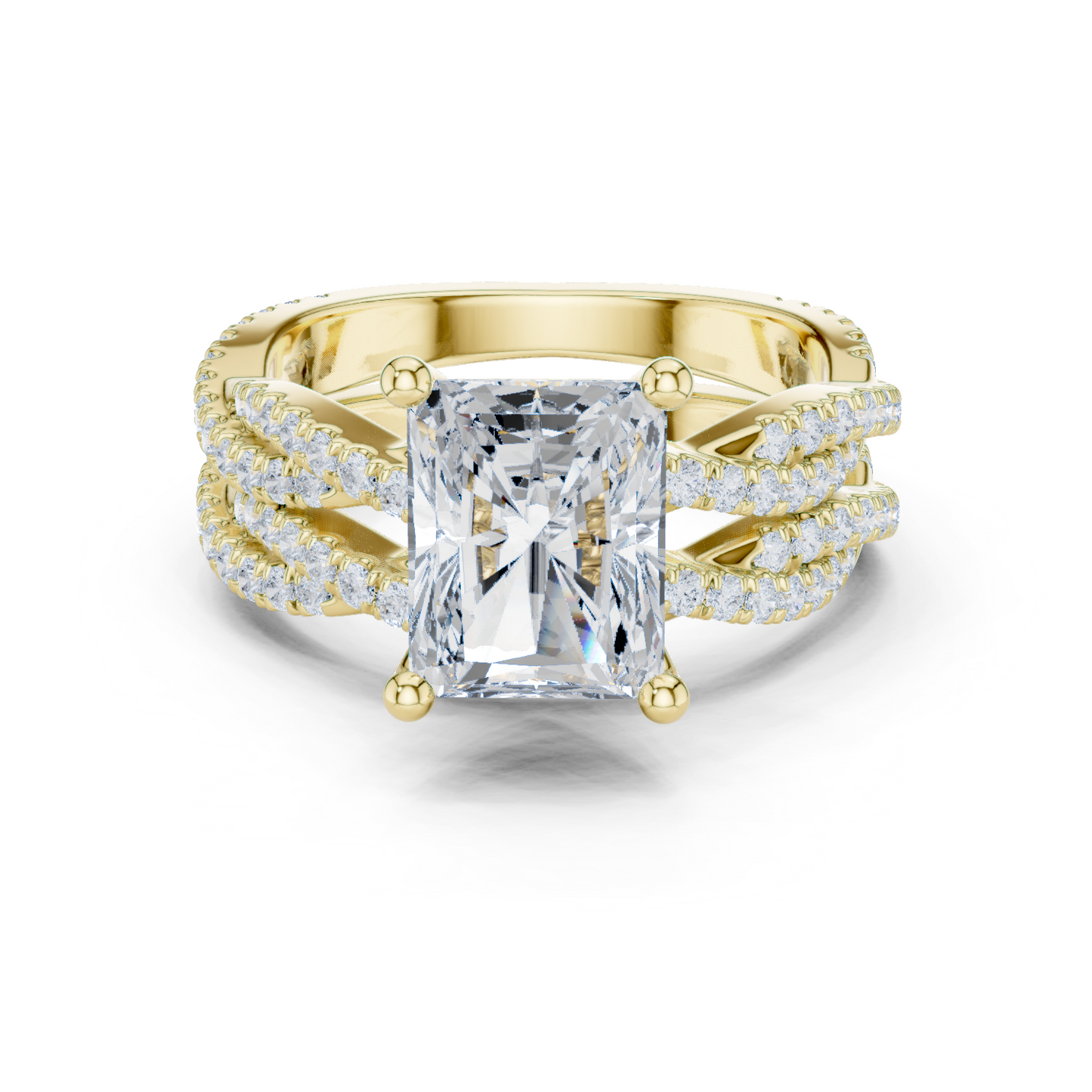 3.23 Carat Radiant Cut Labgrown Diamond Minimalist Solitaire Pav & Side Stones Ring For you In Every Occasion - HIGHCARAT DIAMONDS