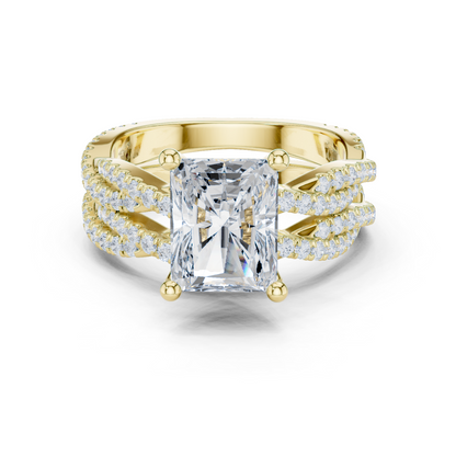3.23 Carat Radiant Cut Labgrown Diamond Minimalist Solitaire Pav & Side Stones Ring For you In Every Occasion - HIGHCARAT DIAMONDS