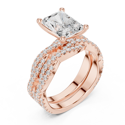 3.23 Carat Radiant Cut Labgrown Diamond Minimalist Solitaire Pav & Side Stones Ring For you In Every Occasion - HIGHCARAT DIAMONDS