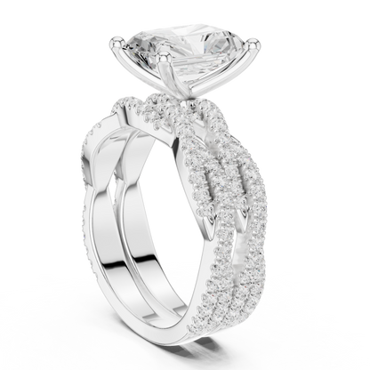 3.23 Carat Radiant Cut Labgrown Diamond Minimalist Solitaire Pav & Side Stones Ring For you In Every Occasion - HIGHCARAT DIAMONDS