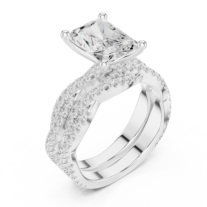 3.23 Carat Radiant Cut Labgrown Diamond Minimalist Solitaire Pav & Side Stones Ring For you In Every Occasion - HIGHCARAT DIAMONDS