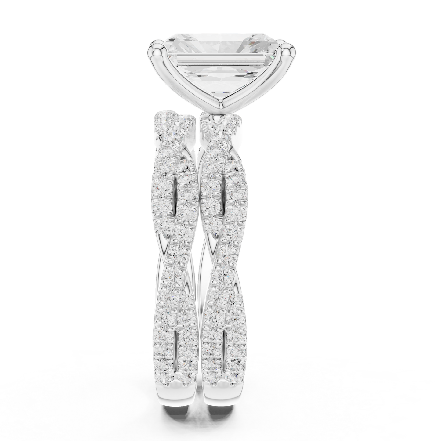 3.23 Carat Radiant Cut Labgrown Diamond Minimalist Solitaire Pav & Side Stones Ring For you In Every Occasion - HIGHCARAT DIAMONDS