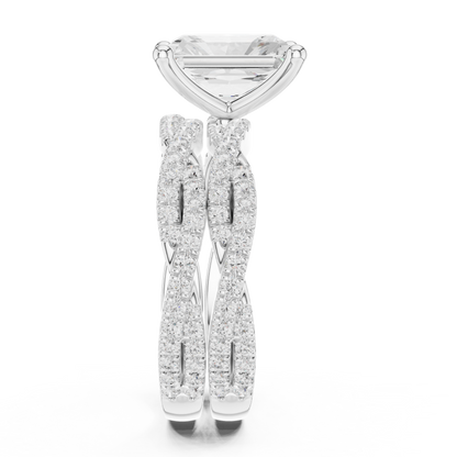 3.23 Carat Radiant Cut Labgrown Diamond Minimalist Solitaire Pav & Side Stones Ring For you In Every Occasion - HIGHCARAT DIAMONDS