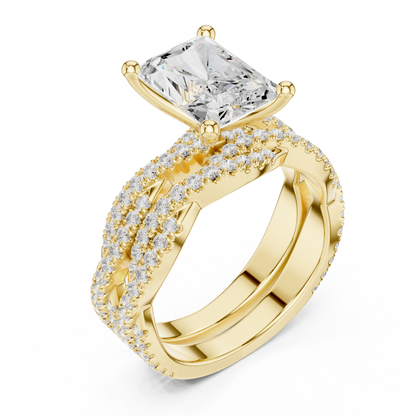 3.23 Carat Radiant Cut Labgrown Diamond Minimalist Solitaire Pav & Side Stones Ring For you In Every Occasion - HIGHCARAT DIAMONDS