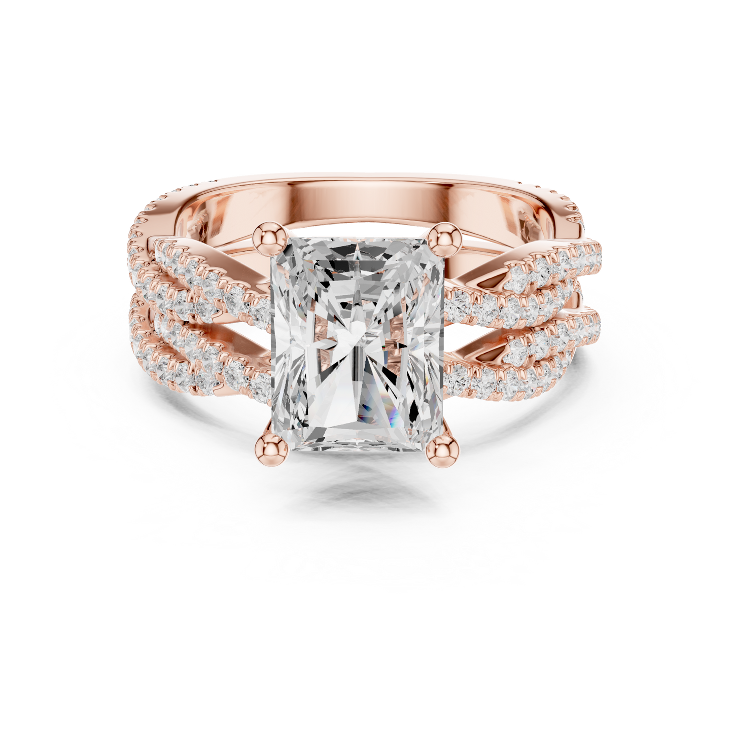 3.23 Carat Radiant Cut Labgrown Diamond Minimalist Solitaire Pav & Side Stones Ring For you In Every Occasion - HIGHCARAT DIAMONDS