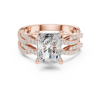 3.23 Carat Radiant Cut Labgrown Diamond Minimalist Solitaire Pav & Side Stones Ring For you In Every Occasion - HIGHCARAT DIAMONDS