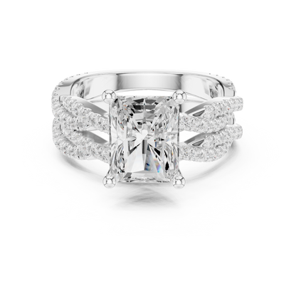 3.23 Carat Radiant Cut Labgrown Diamond Minimalist Solitaire Pav & Side Stones Ring For you In Every Occasion - HIGHCARAT DIAMONDS