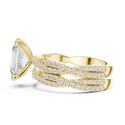 3.23 Carat Radiant Cut Labgrown Diamond Minimalist Solitaire Pav & Side Stones Ring For you In Every Occasion - HIGHCARAT DIAMONDS