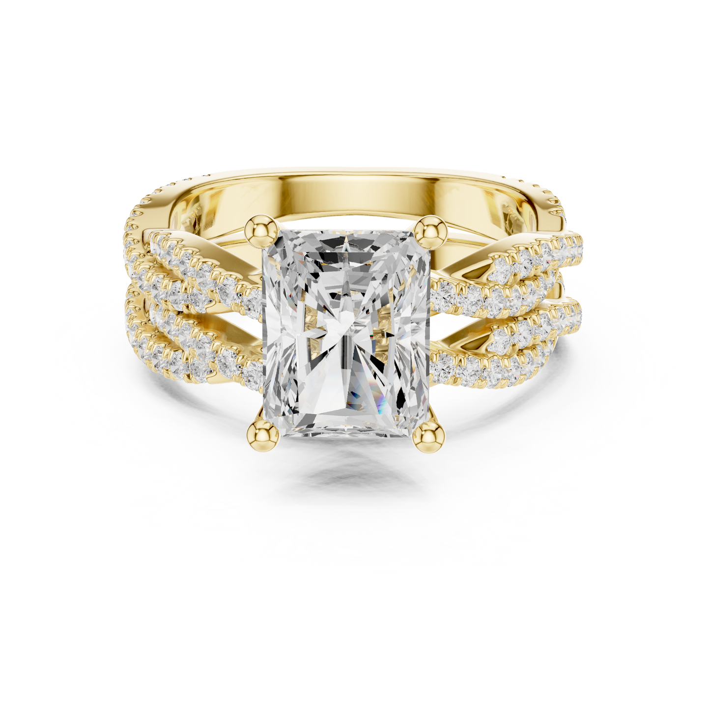 3.23 Carat Radiant Cut Labgrown Diamond Minimalist Solitaire Pav & Side Stones Ring For you In Every Occasion - HIGHCARAT DIAMONDS