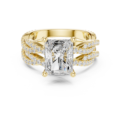 3.23 Carat Radiant Cut Labgrown Diamond Minimalist Solitaire Pav & Side Stones Ring For you In Every Occasion - HIGHCARAT DIAMONDS