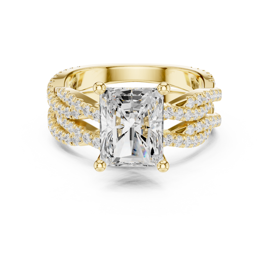 3.23 Carat Radiant Cut Labgrown Diamond Minimalist Solitaire Pav & Side Stones Ring For you In Every Occasion - HIGHCARAT DIAMONDS