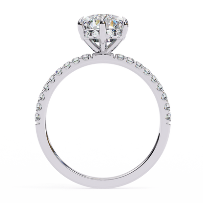 2.09 Ct Pear And Round Cut Lab Grown 14K Solid White Gold  Diamond Stunning Perfect Bridal Ring