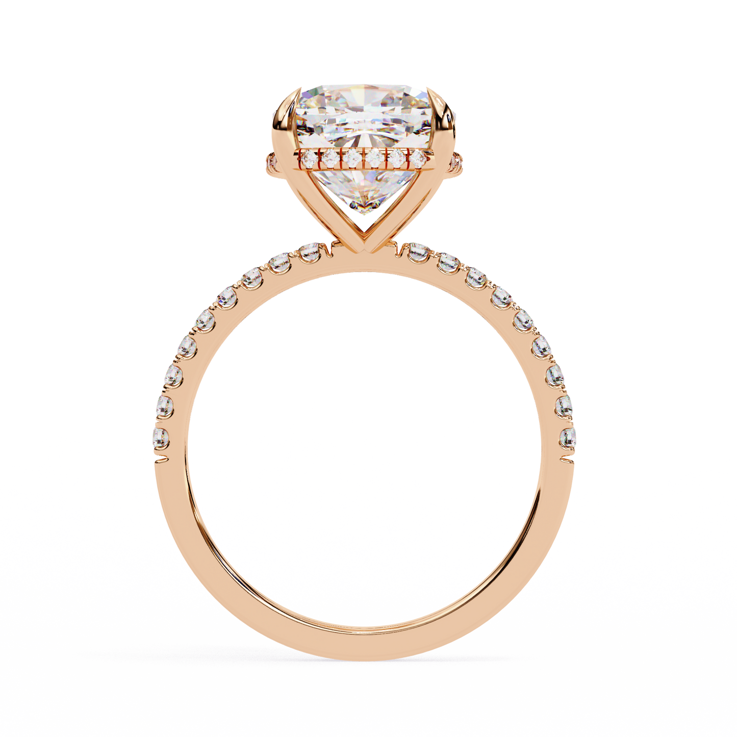 3.53 Ct Cushion And Round Cut 14k Solid Gold Diamond Pave Set Vintage Proposal Ring