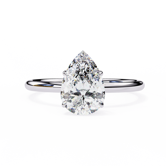 14k Rose Gold Delicate Pear Cut Lab Grown Diamond Elegant Solitaire Vintage Unisex Ring for Daily Wear