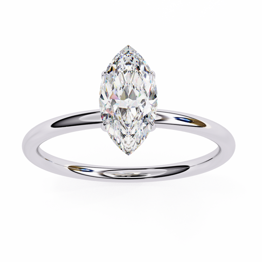 Lab Grown Marquise Cut Diamond 6 Pave Set Diamond Solitaire Vintage Ring For Anniversary Gift