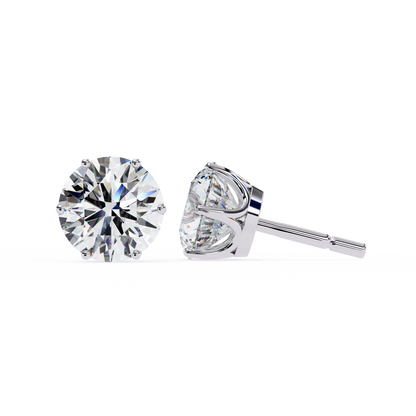 2.57Ct Round Cut Diamond 6 Prong Set 14k Solid White Gold Statement Dainty Prefect Stud Earring Gift For Women's