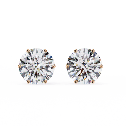 2.57Ct Round Cut Diamond 6 Prong Set 14k Solid White Gold Statement Dainty Prefect Stud Earring Gift For Women's