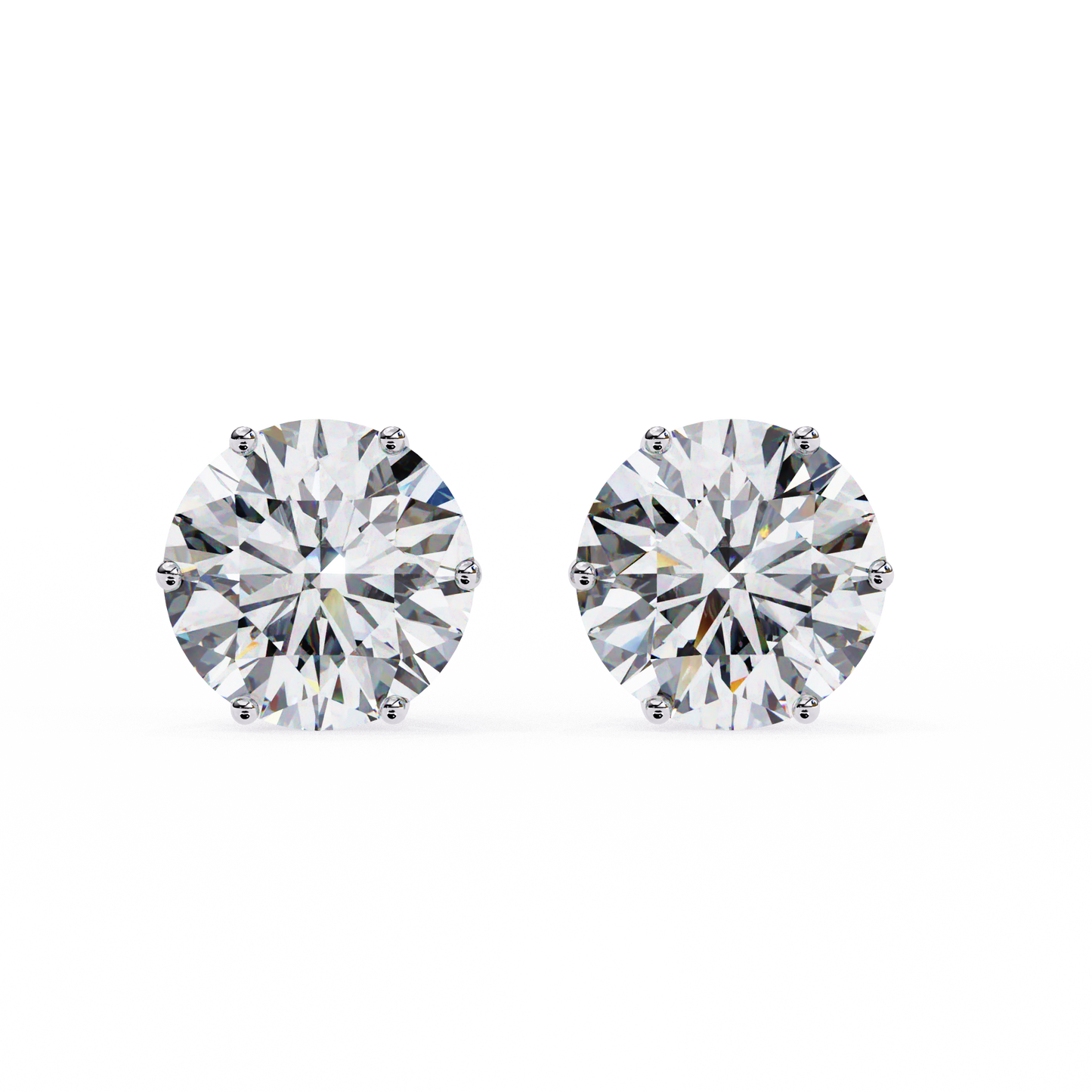 2.57Ct Round Cut Diamond 6 Prong Set 14k Solid White Gold Statement Dainty Prefect Stud Earring Gift For Women's