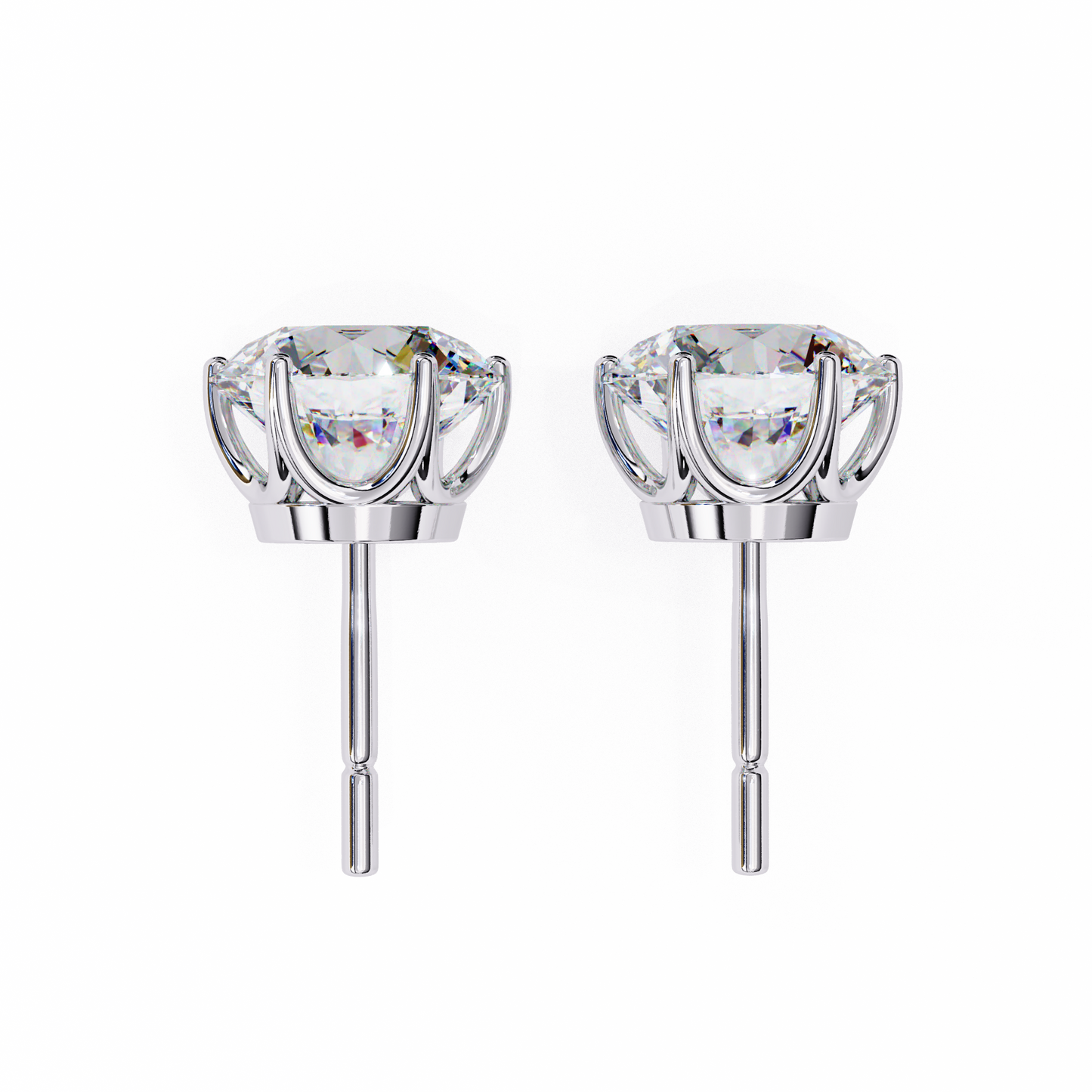 2.57Ct Round Cut Diamond 6 Prong Set 14k Solid White Gold Statement Dainty Prefect Stud Earring Gift For Women's