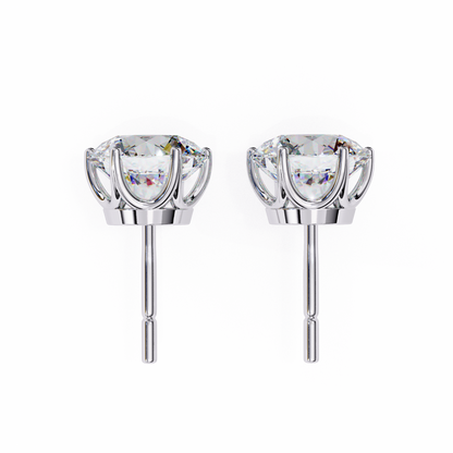 2.57Ct Round Cut Diamond 6 Prong Set 14k Solid White Gold Statement Dainty Prefect Stud Earring Gift For Women's