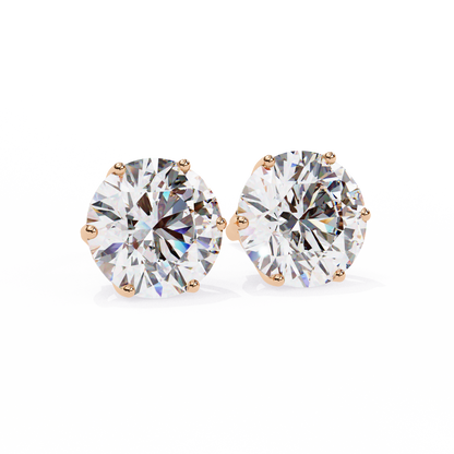 2.57Ct Round Cut Diamond 6 Prong Set 14k Solid White Gold Statement Dainty Prefect Stud Earring Gift For Women's