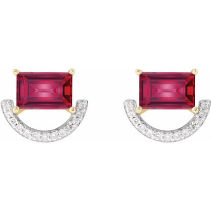 rhodium-plated-14k-yellow-imitation-ruby-&-3/4-ctw-natural-diamond-earrings