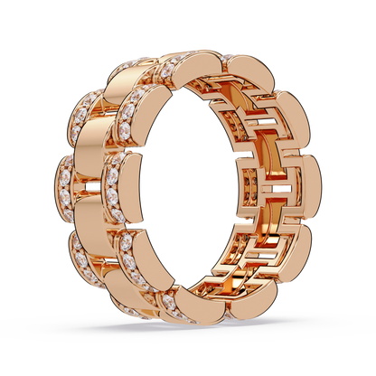 Rose Gold Chunky Link Lab Grown Diamond Band Ring - HIGHCARAT DIAMONDS