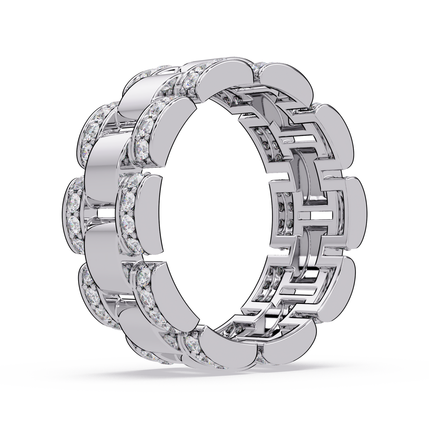 Rose Gold Chunky Link Lab Grown Diamond Band Ring - HIGHCARAT DIAMONDS