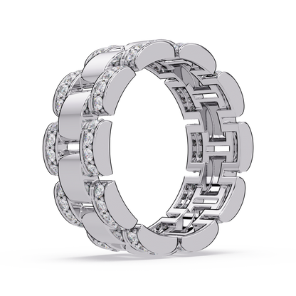 Rose Gold Chunky Link Lab Grown Diamond Band Ring - HIGHCARAT DIAMONDS