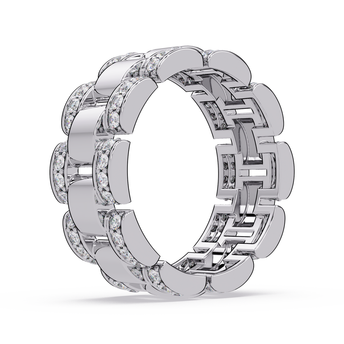 Rose Gold Chunky Link Lab Grown Diamond Band Ring - HIGHCARAT DIAMONDS